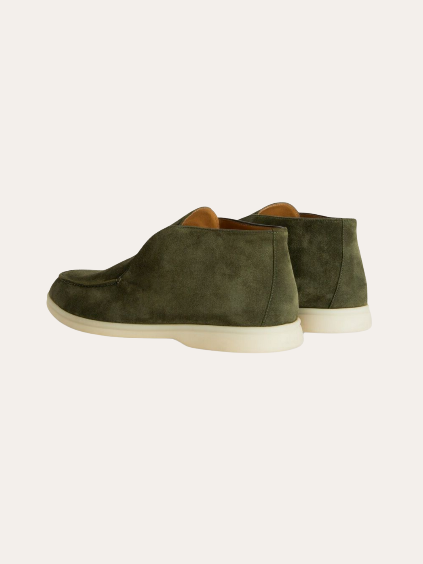 Mocassini Camoscio Verde Scuro Eleganti e Confortevoli