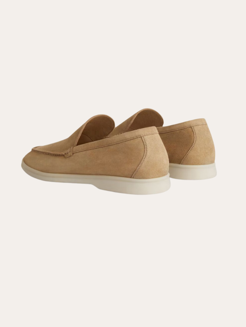 Mocassini In Suede Khaki Eleganti Artigianali Uomo