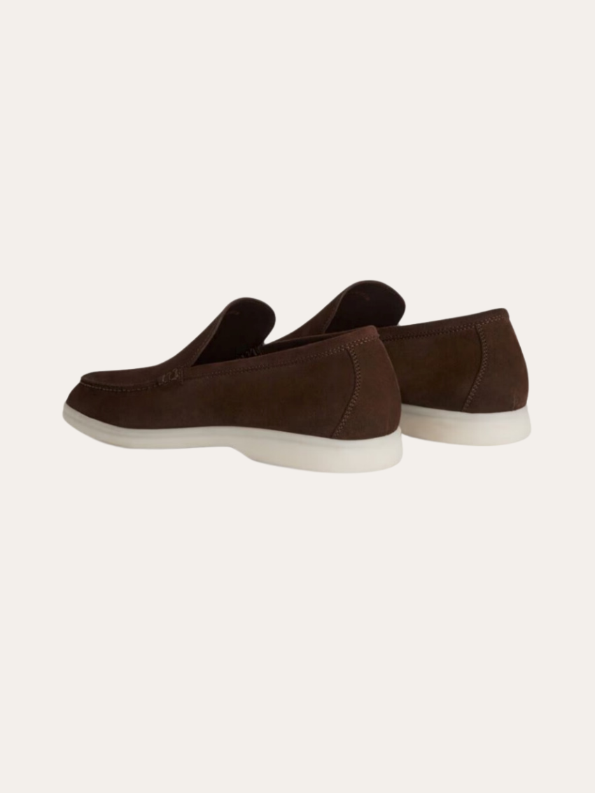 Mocassini Uomo Suede Marrone Scuro Eleganti Classici