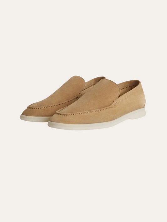 Mocassini In Suede Khaki Eleganti Artigianali Uomo