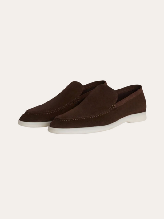 Mocassini Uomo Suede Marrone Scuro Eleganti Classici